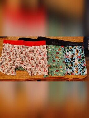 Shinesty Men's Holiday Print Boxer Briefs 3 Pairs